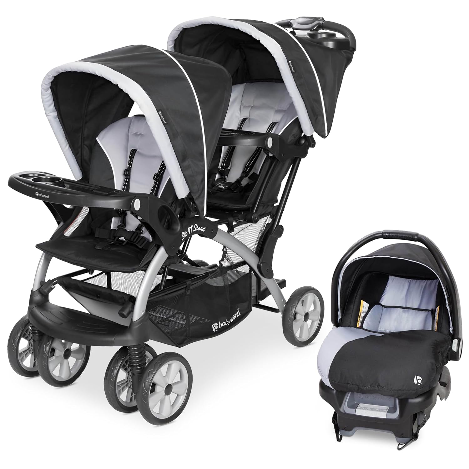 Baby Trend Infant and Toddler Double Stroller & Car Seat Combo, 2 Pc Set, Stormy