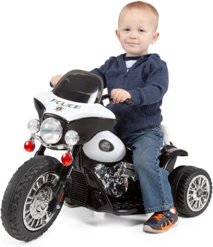 Kids Motorcycle - 3-Wheel Ride on Toy with Police Decals