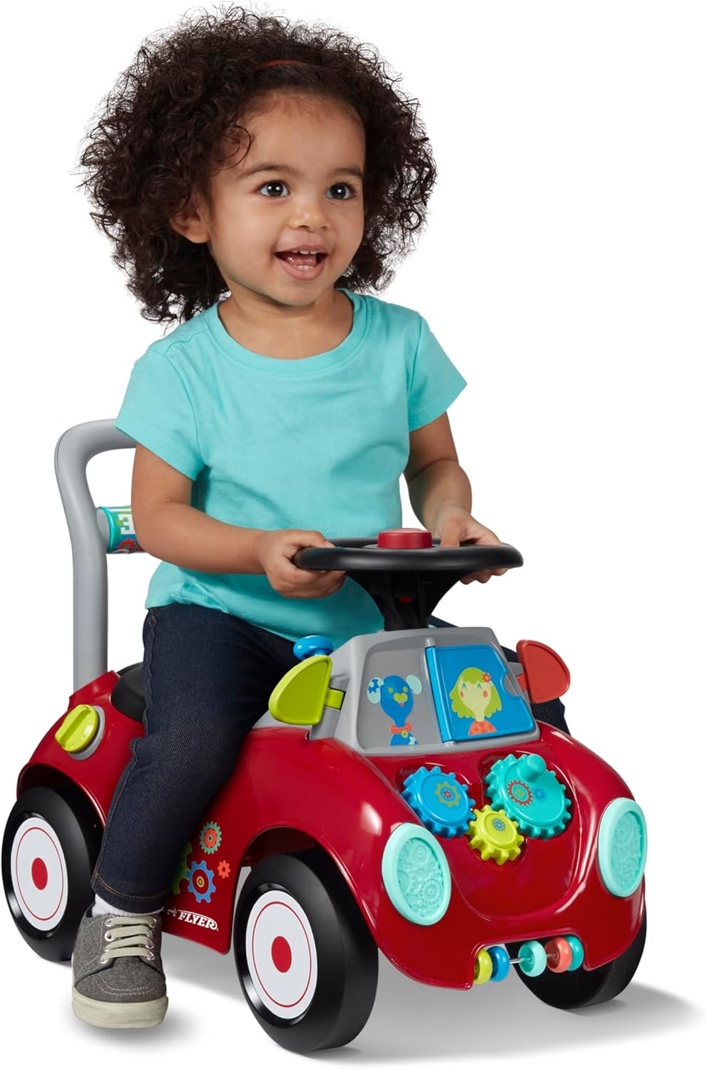 Radio Flyer Busy Buggy, for Toddlers 1-3, 3-in-1 Push Walker Ride On Car