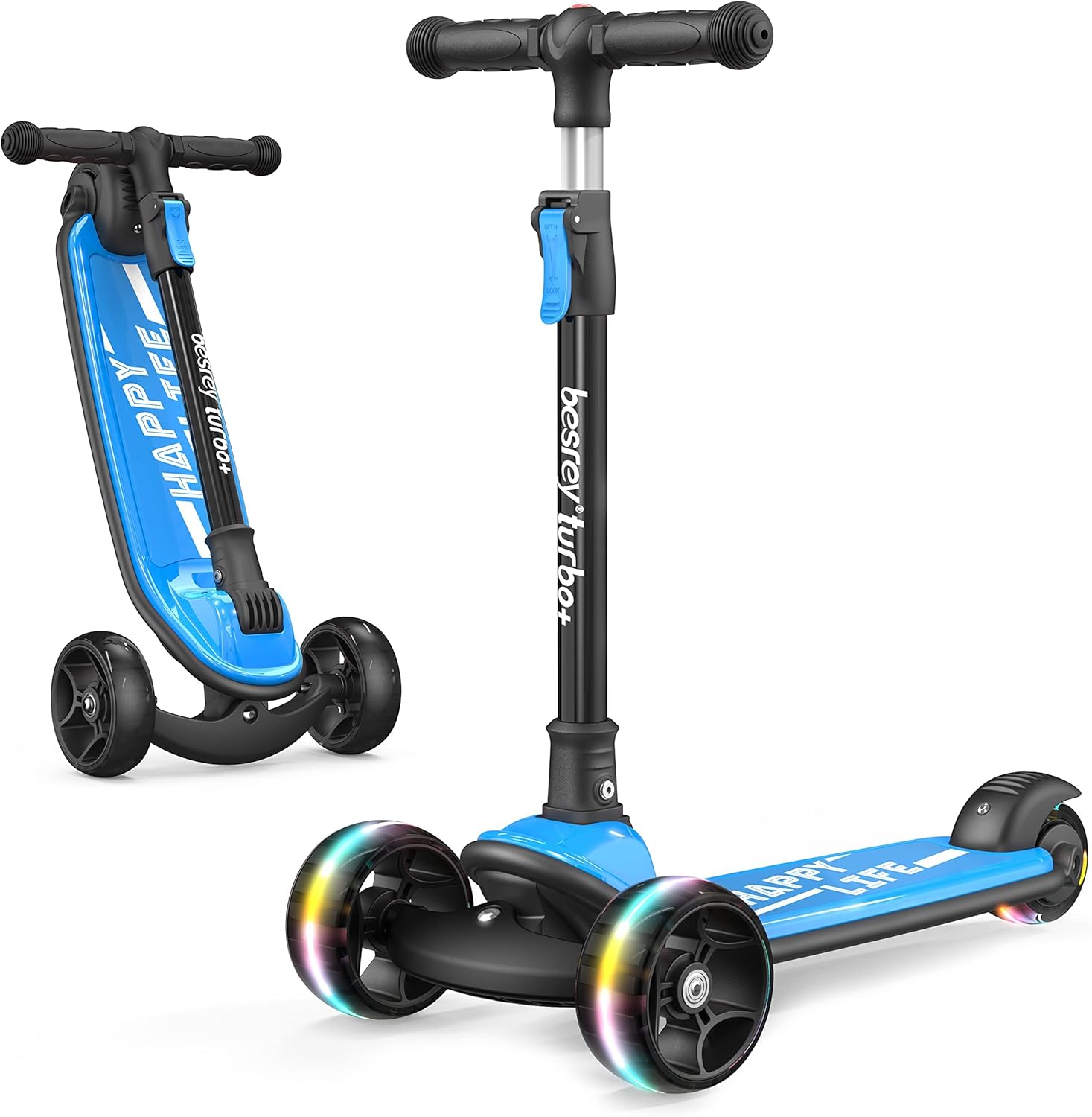Besrey Kick Scooter for Kids Ages 3-10, 3-Wheel Folding Scooter