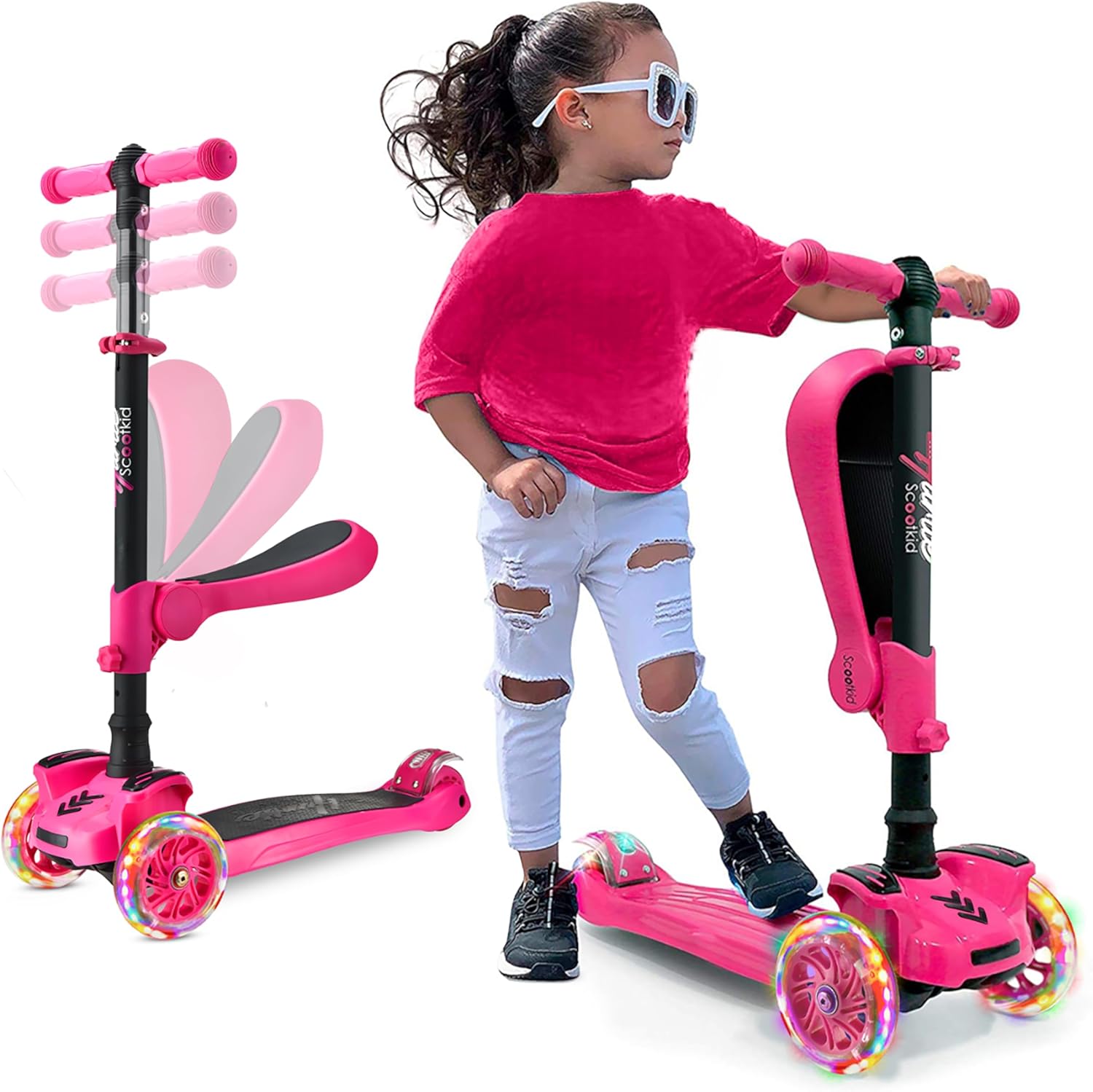 Hurtle 3-Wheeled Scooter for Kids - Wheel LED Lights